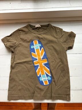Boden Olive Green Tee with Blue and Orange Skate Applique